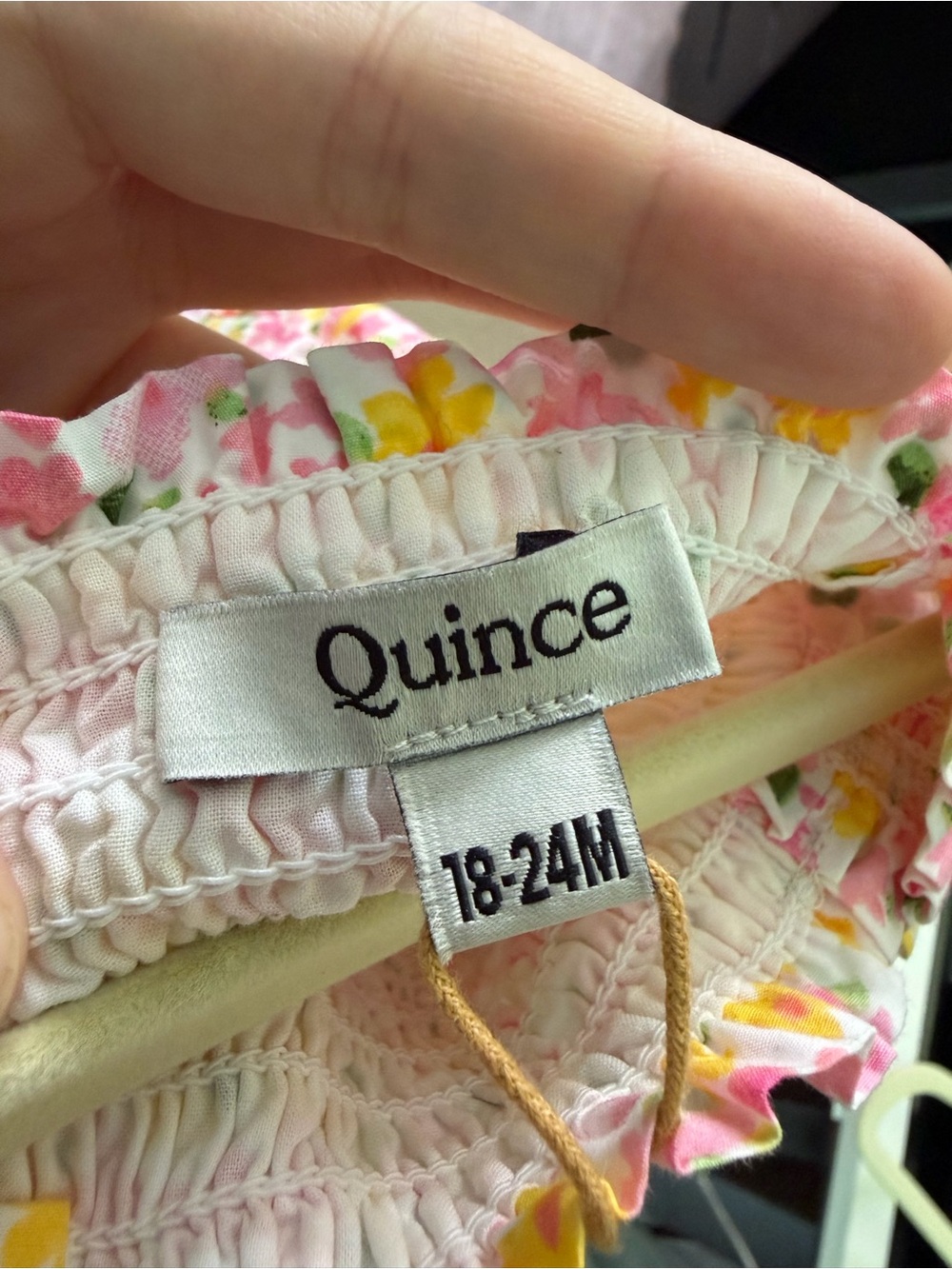 Quince 100% organic cotton poplin smocked dress 18-24 months watercolor ditsy - Picture 4 of 6